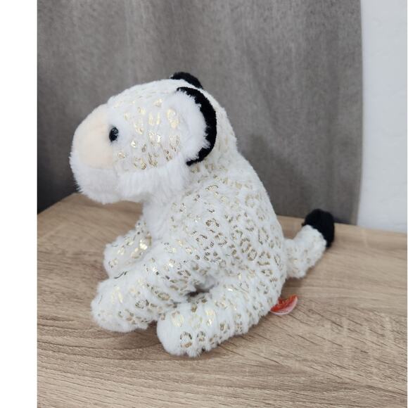 Wild Republic White Leopard 8" Gold Spots Black Ears Small Plush Stuffed Animal - Picture 3 of 7